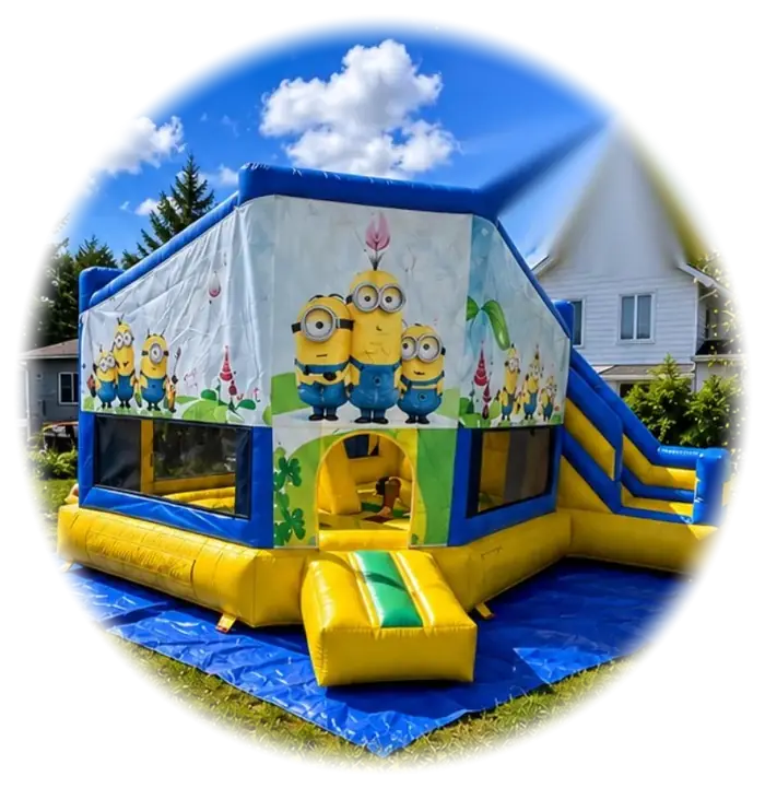 Sautoir Minion — jeu gonflable à louer